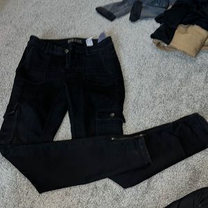 Zara Denim Black Cargo Skinny Jeans w/ ankle zipper size 2